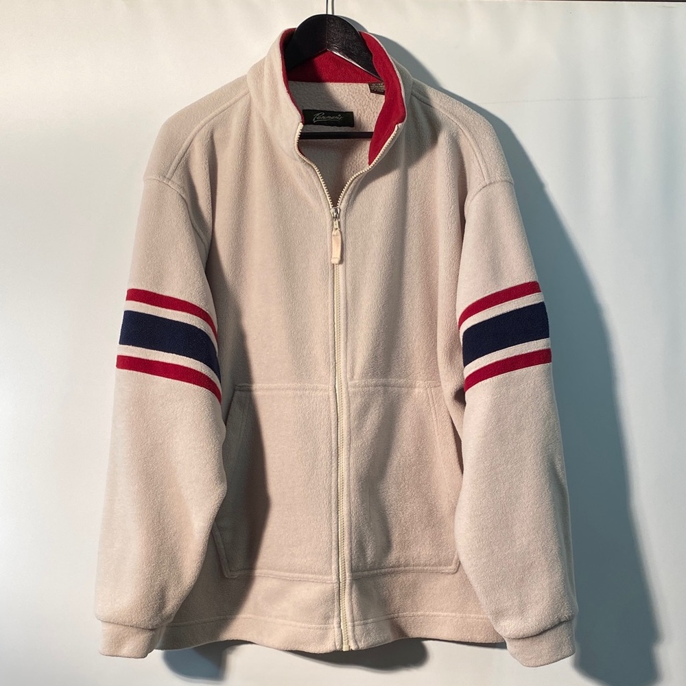 Men's Cream Jacket with Red and Blue Stripes
